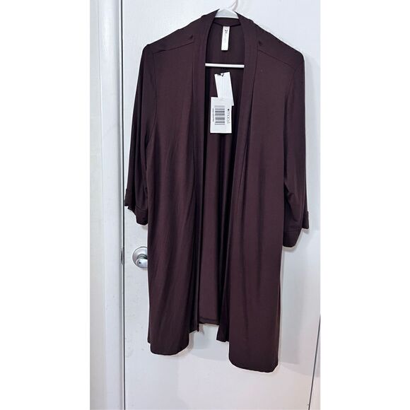 24Seven Comfort Apparel Womens Open Front Cardigan Brown Plus Size 1X P1-256 NWT - Picture 3 of 13